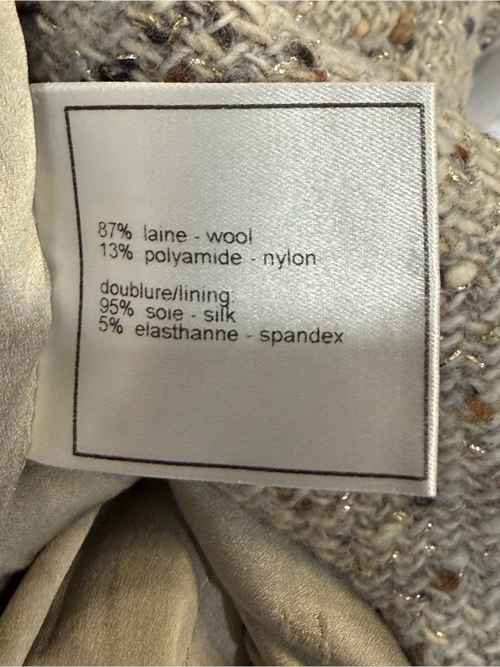 CHANEL Grey Speckled Tweed Blazer Coat
